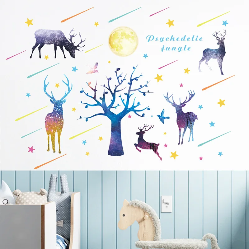 

2pcs/set PVC Wall Decal, Modern Elk & Slogan Graphic Wall Sticker For Home, Background Wall Decoration And Beautification