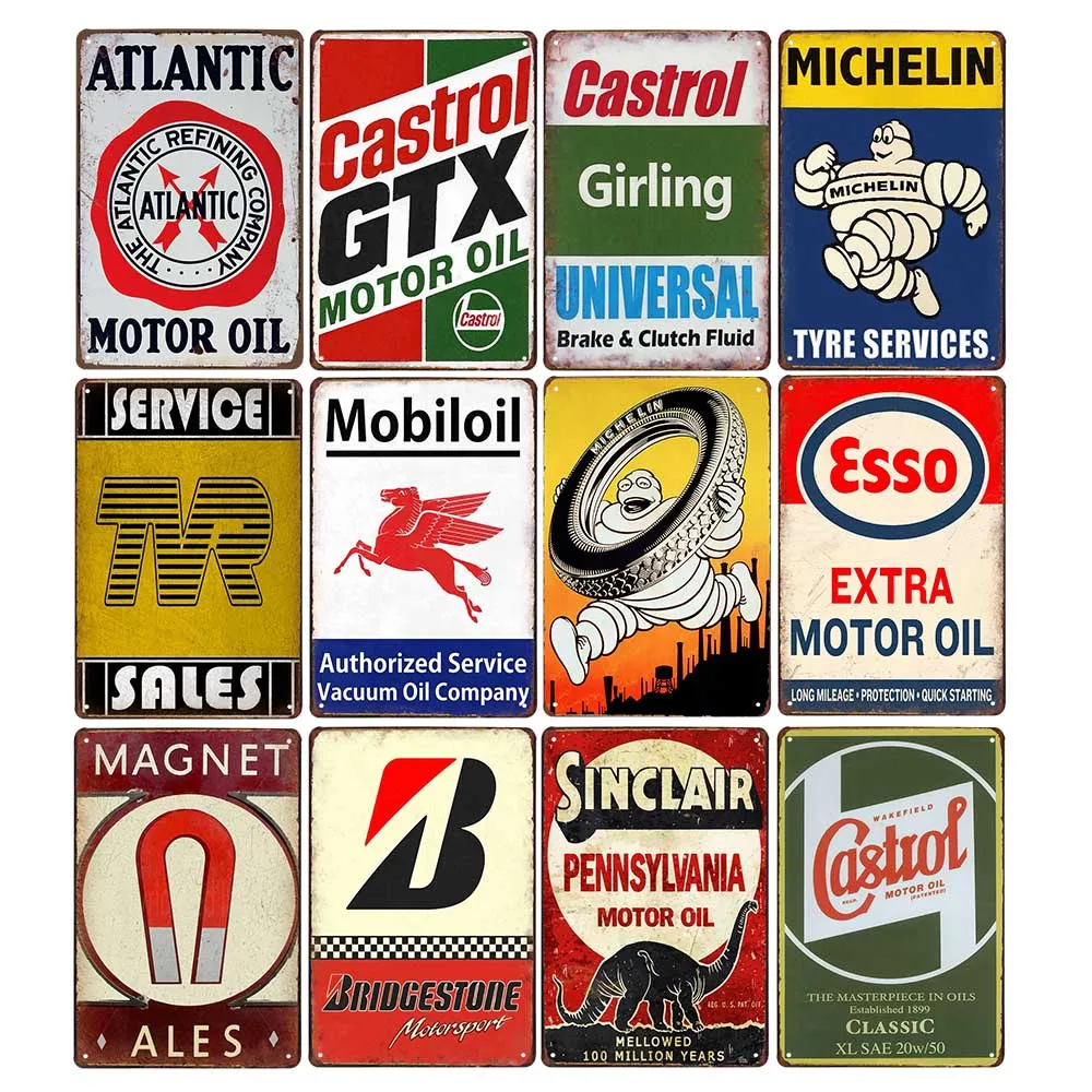 

Car Tires Tin Metal Signs Motor Oil BP Vintage Poster Decoration Bar Club Garage Decor Auto Tyre Plates Wall Stickers Art Plaque