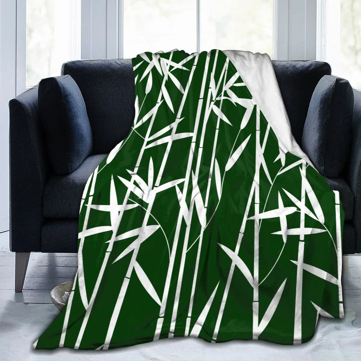 

Soft Warm Fleece Blanket Bamboo Leaves Winter Sofa Throw 3 Size Light Thin Mechanical Wash Flannel Blanket
