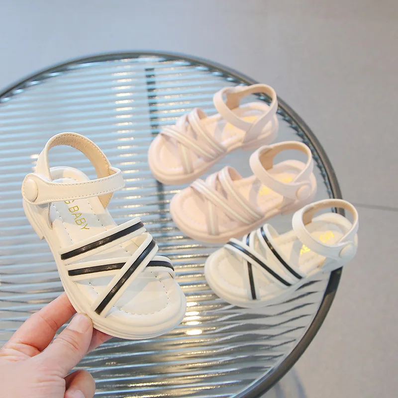 

Girls Leather Sandals for Party Wedding Open-toe Breatheable Soft Kids Princess Sandals Children Summer Beach Shoes Simple