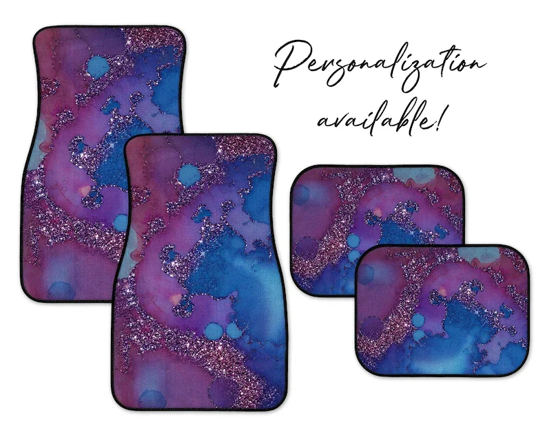 

Glitter Ink Car Mats in Green, Blue & Purple, Personalization Available