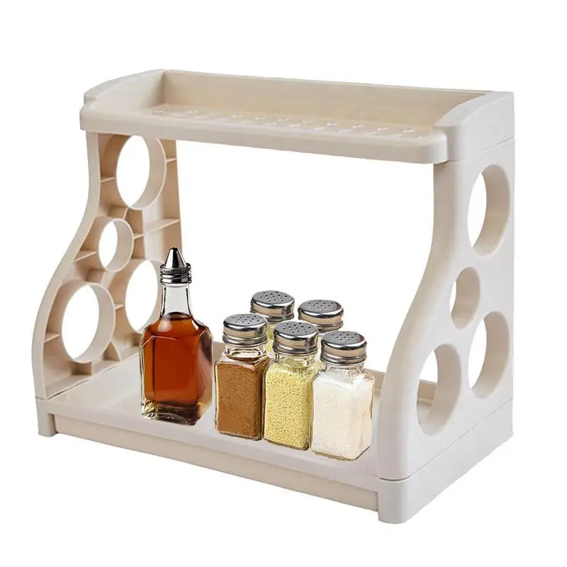

Kitchen Storage Rack 2-Tier Cosmetic Storage Holder Multifunctional Organizer With Detachable Shelves Condiments Storage For