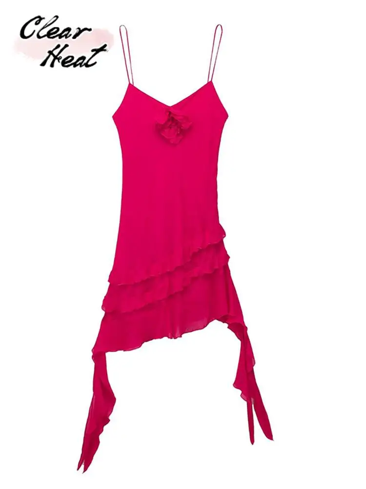 

Женское асимметричное платье-мини с V-образным вырезом