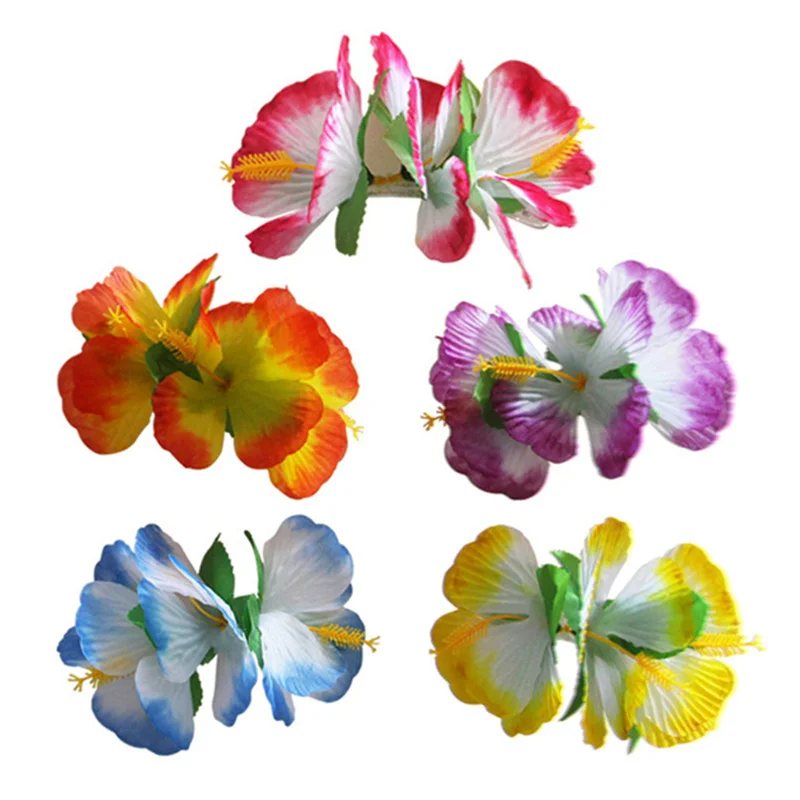 6pcs Artificial Flower Hair Clip Hawaiian Hibiscus Hairpin Flower Headwear for Bridal Wedding Party Beach