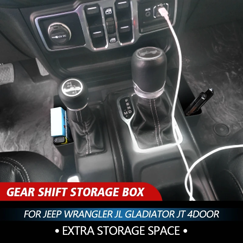 

Gear Shift Storage Box Stowing Tidying For Jeep Wrangler JL Gladiator JT 2018 2019 2020 2021 4 Doors Car Interior Accessories