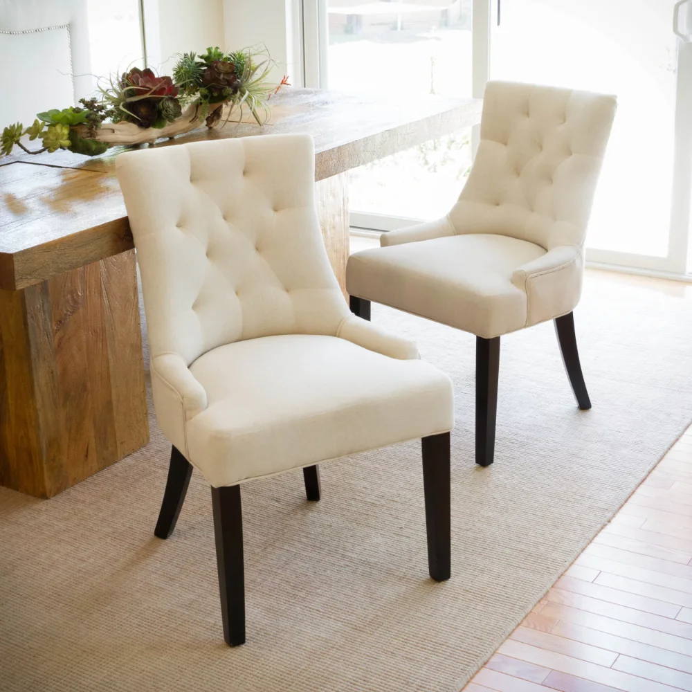 

Noble House Abigail Indoor Contemporary Fabric Dining Chairs, Set of 2, Beige