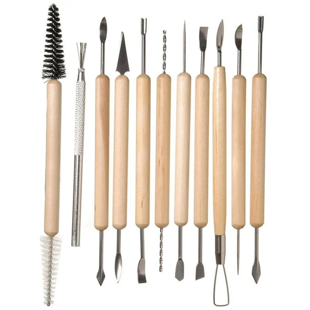 

11pcs Clay Sculpting Tools Kit Sculpt Smoothing Wax Carving Pottery Ceramic Tools Polymer Shapers Modeling Carved Tool