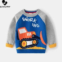 new autumn winter kids pullover sweater boys cartoon bulldozer jacquard thick o neck knitted sweaters tops clothing for 2 7y