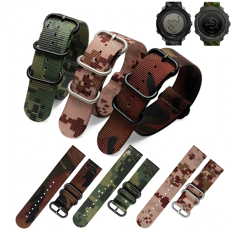 24mm Sport camouflage nylon Strap Men for Suunto 9 Baro 7 D5 Spartan Watchband Outdoor Waterproof Replacement Bracelet Belt