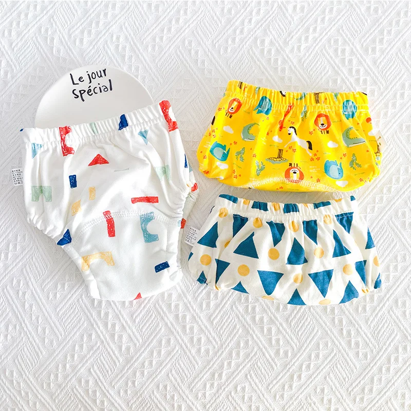 

3 Pieces/lot Baby Training Pants 6 Layers Diaper Reusable Washable Cotton Elastic Waist Cloth Diapers 8-18KG Nappy
