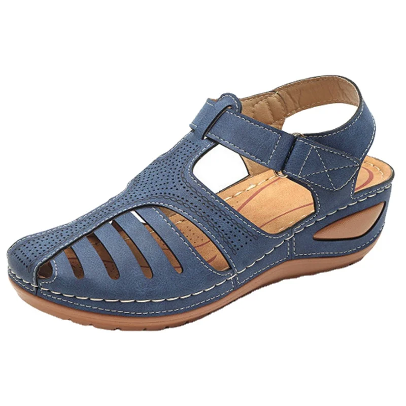 

Woman Summer Wedge Sandals Buckle Casual Sewing Women Shoes Female Ladies Retro Sandalias Plus Size 43 Casual Single Shoes