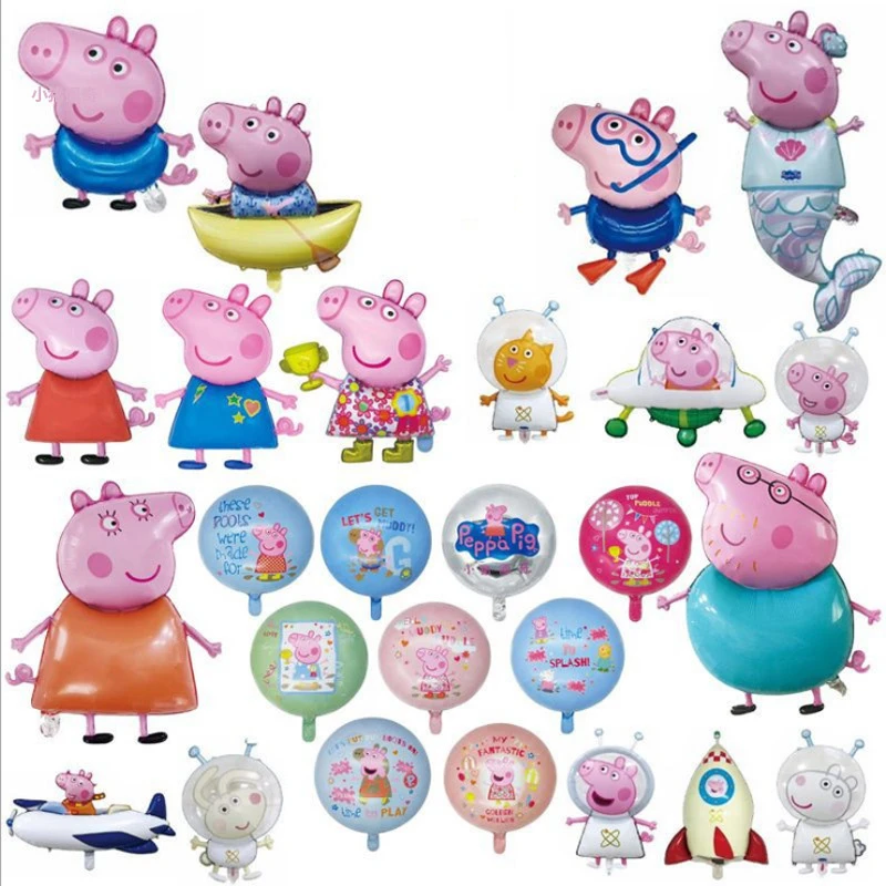 

Kawaii Animal Toy Balloons Peppas Pig George Pig Balloon Children Birthday Party Arrangement Aluminum Film Balloons Cartoon