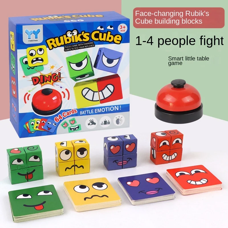 

Speed Cube Expressions Matching Block Puzzles Cute Face-Changing Building Blocks Board Educational Games for Kids