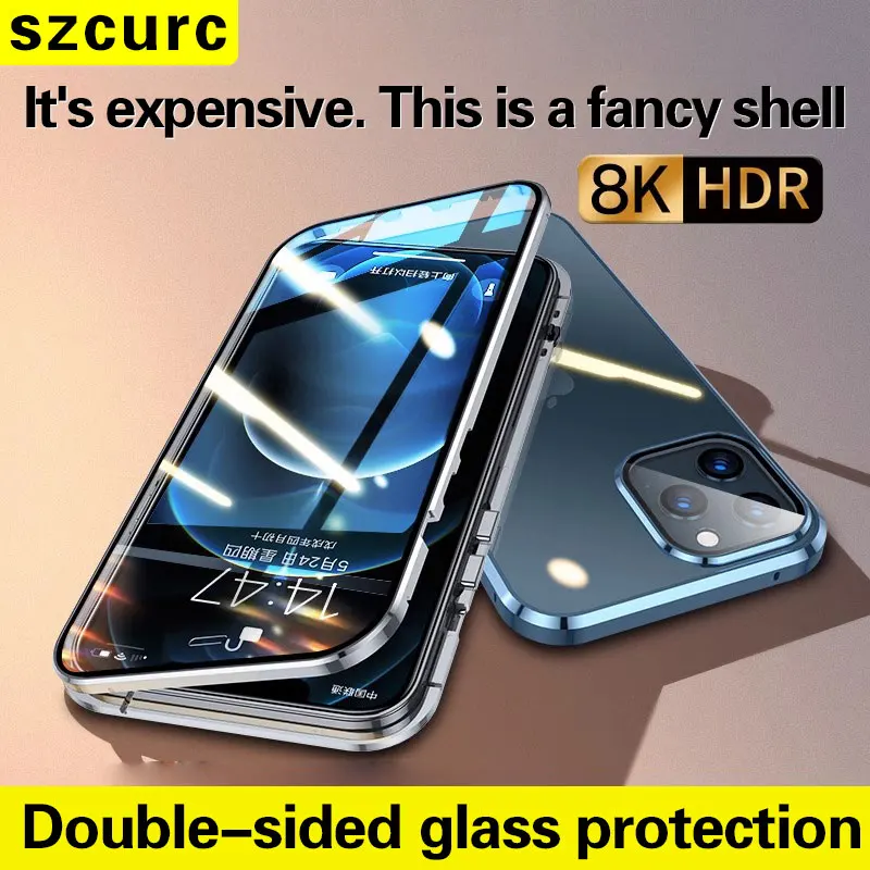 

For IPhone 15 Pro Max Magsafe Phone Case.iPhone 15 Pro New 360° Full Protection Tempered Magnetic Adsorption 15 Glass Cover Bag
