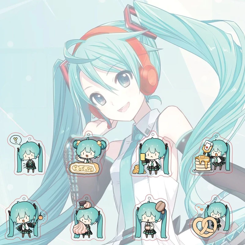 

Мультяшный акриловый брелок для ключей Miku виртуальный певец Аниме Фигурка периферийный милый кулон сумка ювелирные изделия аксессуары украшения подарок для девочки