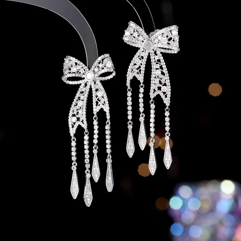 OKILY роскошные европейские висячие серьги с микро-дизайном в виде банта и