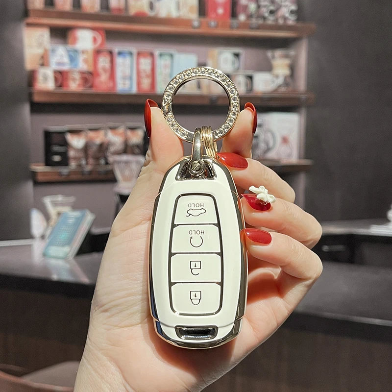

ТПУ чехол для автомобильного ключа с дистанционным управлением для Hyundai Veloster Encino 2020 Venue Sel 2020 Santa Fe, 4 кнопки, умный безключевой держатель, оболочка