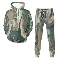 2022 newest fashion 3d printed outfits hoodie and pants autumn men women daily casual sports jogging suit marbling camo 2pcs set