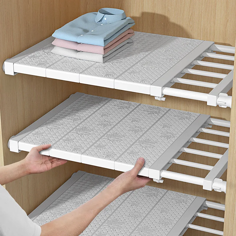Estante de almacenamiento de armario ajustable, estante montado en la pared para organizador de armario de cocina, separador de almacenamiento retráctil de baño para el hogar