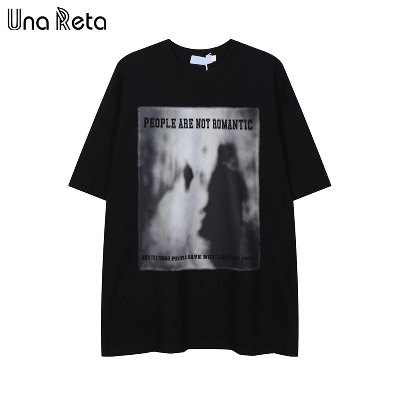 

Una Reta Streetwear Print Men T-shirt 2023 Summer Casual Short Sleeve Tops Men Clothing Loose Cotton T-shirt For Man