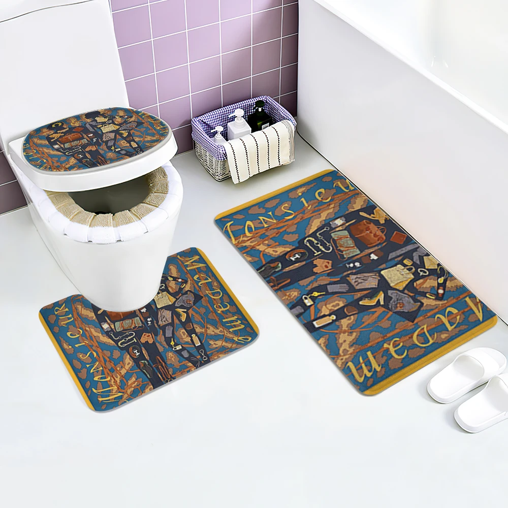

Набор декоративных ковриков для ванной комнаты, Набор ковриков для ванной комнаты, коврик для туалета, душевой коврик, нескользящий коврик ...