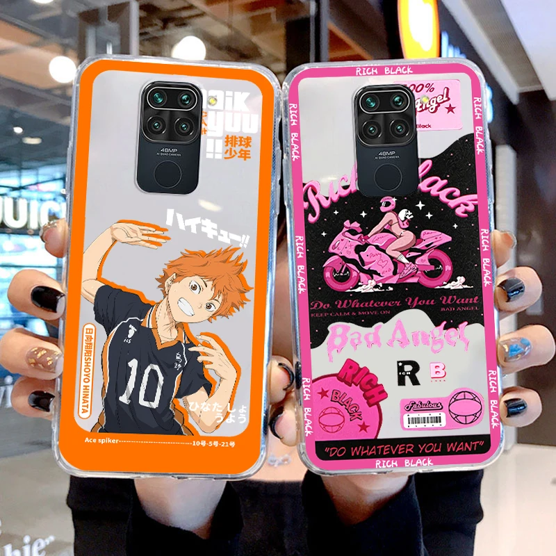

Phone Case For Xiaomi Redmi K50 K40 Gaming 10 10C 9AT 9A 9C 9T 8 7A 6A 5 5G Armor Japanese Anime Volleyball Transparent Cover