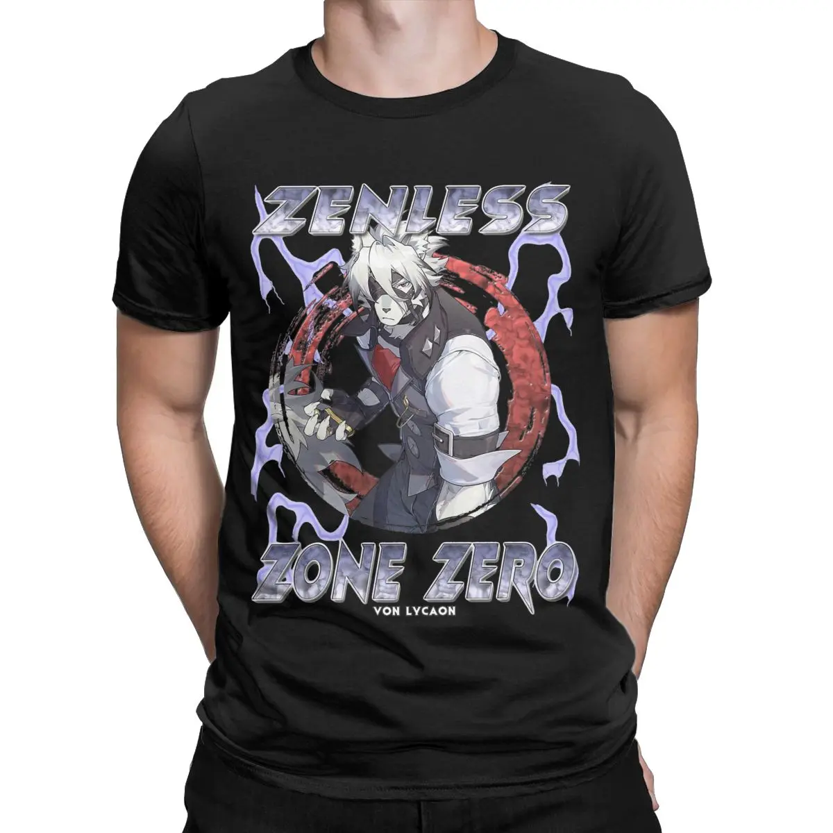 Винтажные мужские футболки Zenless Zone Zero Von Lycaon с круглым вырезом футболка из 100%