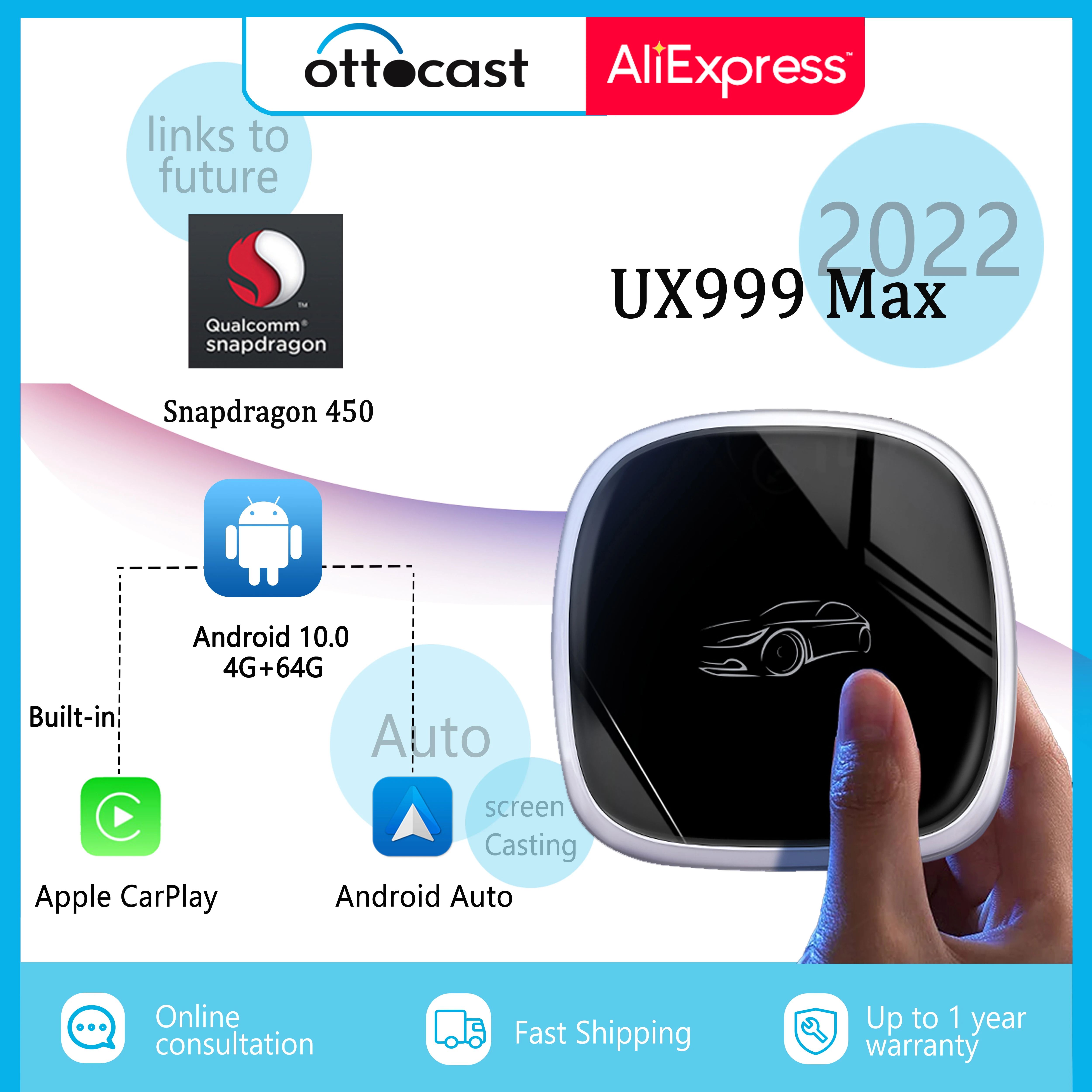Автомагнитола CarPlay AI Box ux999max мультимедийный плеер на Android 10 64 ГБ Netflix Youtube Spotify для VW