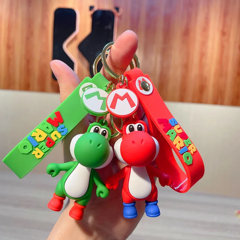 

Super Mario Bros Keychain Anime Figure Toad Yoshi Car Decoration Backpack Pendant Accessories Kids Men Boy X-mas Halloween Gifts