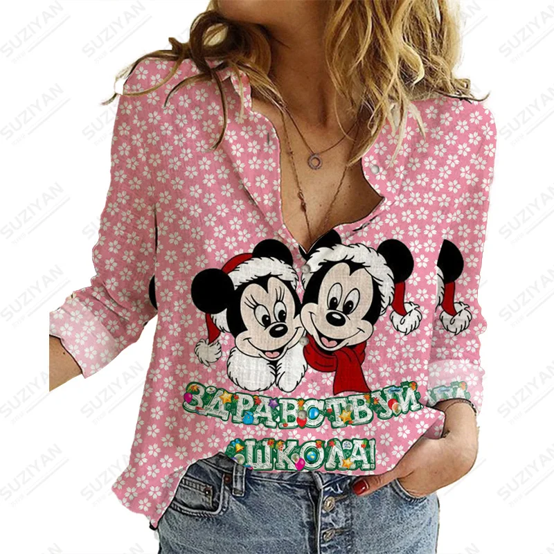 

Disney ChristmasBig Size Disney Graphic Loose Shirt Casual Tops Fashion New Casual Woman Top Printed Women'S Shirt Long Sleeve