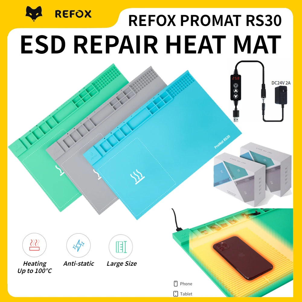 

Силиконовый коврик REFOX ESD для ремонта телефонов и планшетов, термоустойчивый, отдельный экран, магнитный коврик для теплоизоляции и обслуживания