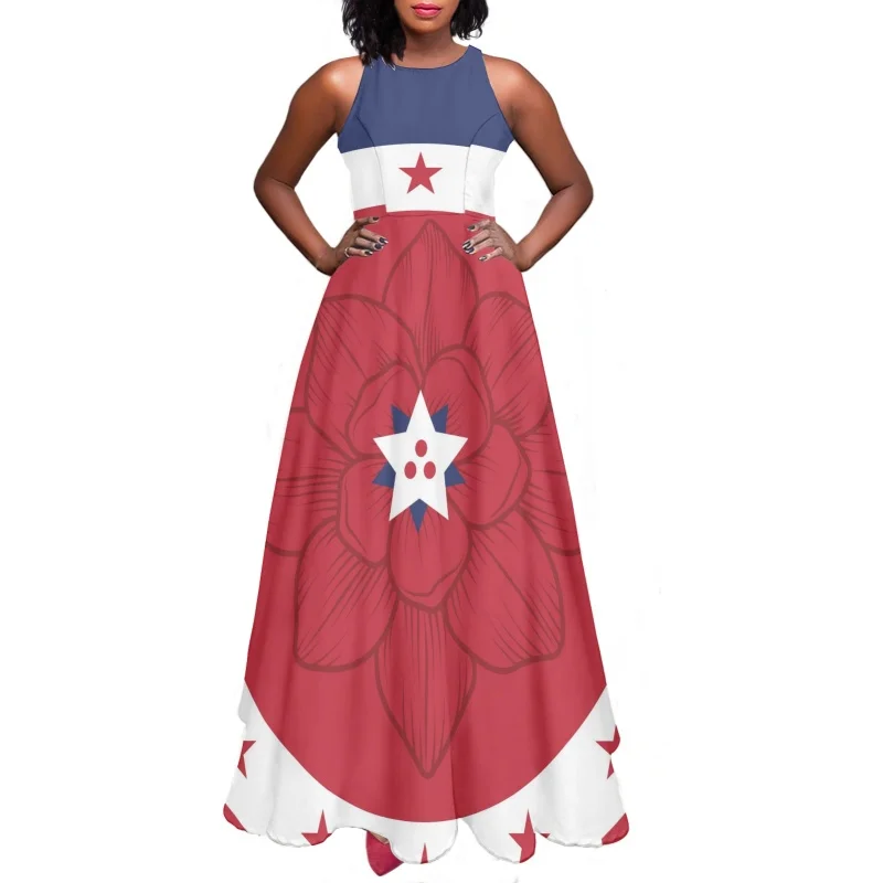 

Summer Elegant Women Long Camis Dress Mississippi State Flag Design Casual Maxi Ladies Dresses Sleeveless Female Sundress Outfit