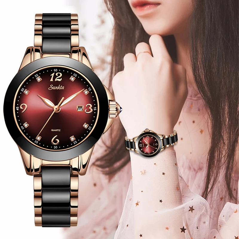 Top Ceramic Bracelet Watch for Women Fashion Watch Woman Luxury Date Waterproof Lady Clock Analog Women Wristwatch Montre Femme