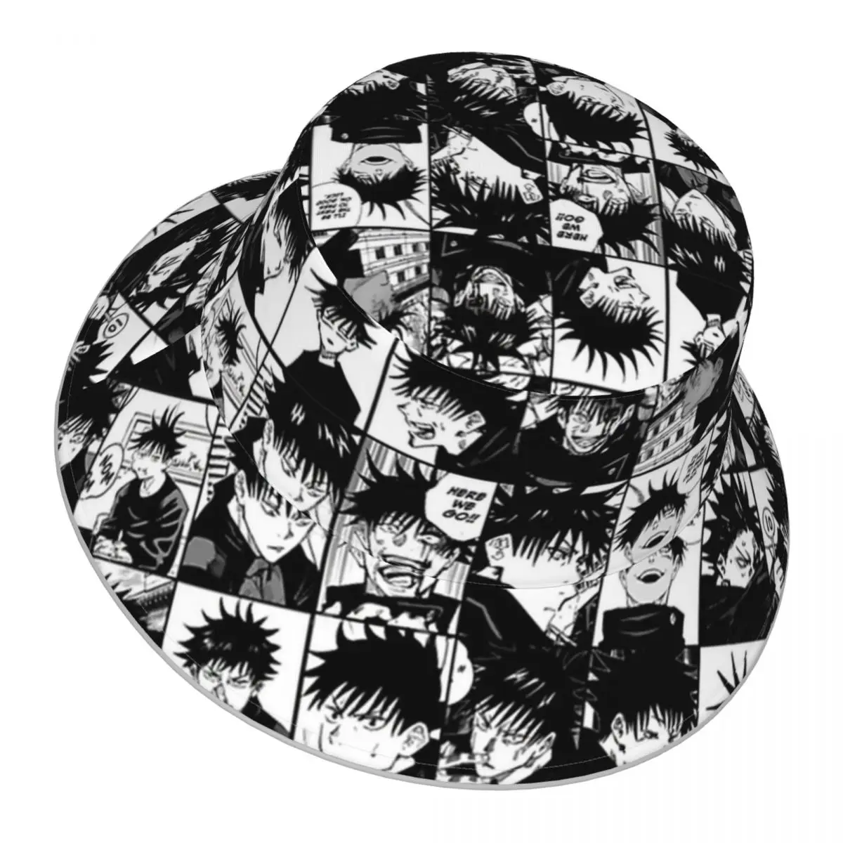 Jujutsu Kaisen,Fushiguro Megumi Manga Collage reflective Bucket Hat Men Women Bucket Hat Outdoor Sunscreen Beach Hat Fishing Cap