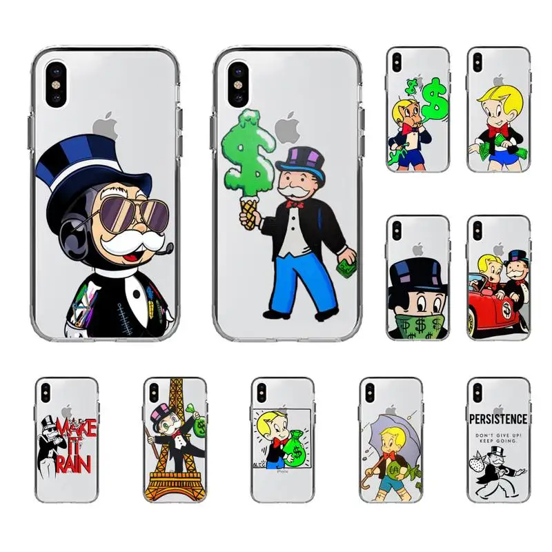 

Cartoon Luxury Dollar MonopolyS Phone Case For iPhone 14 13 12 11 Pro Max XS X XR SE 2020 6 7 8 Plus Mini Protective Cover