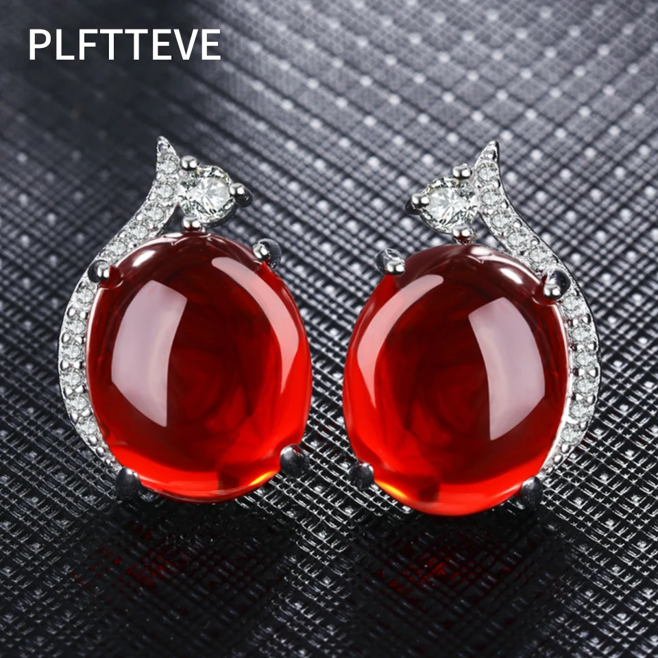 

Zircon Red Green Stud Earrings For Women Silver Color Round Earring Female Fashion Wedding Ear Jewelry Brincos Birthday Gift