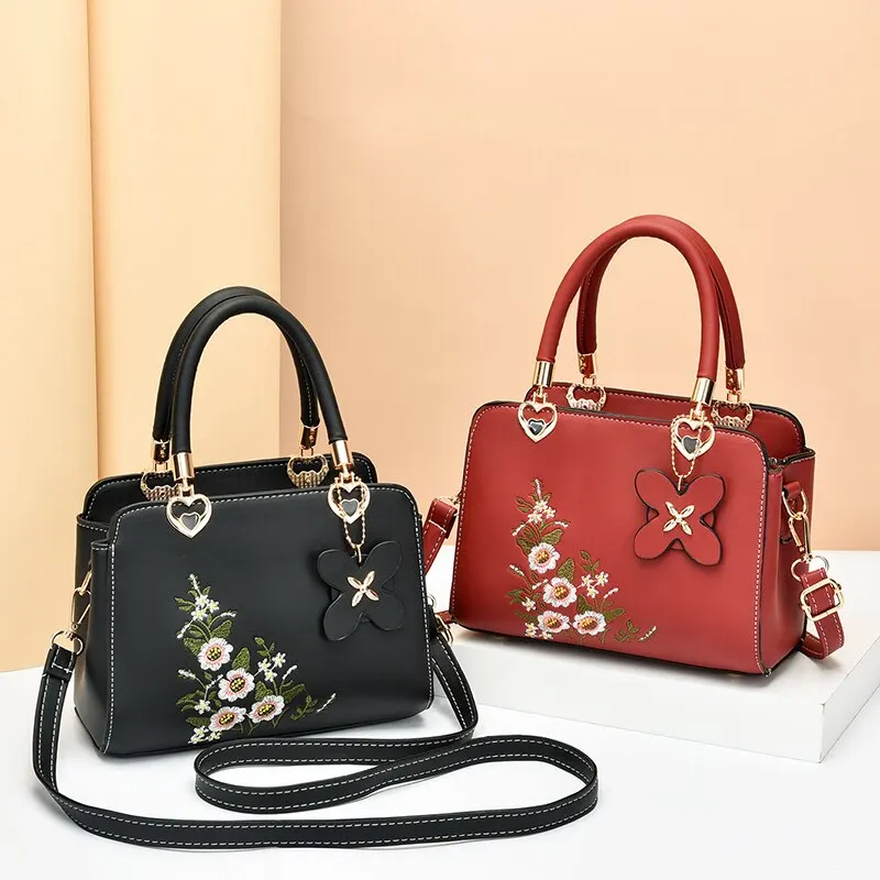 

Women Embroidery Handbags Purse Tote Bags Fashion Handle Bag Large Capacity Crossbody Bags Female Portable Trendy Accessories