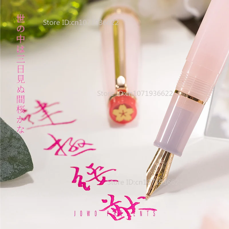 Фото Роскошная перьевая ручка PENT MANYO Sakura Bloom Pink JOWO из смолы, ручка с золотым зажимом, ограниченное количество деловых канцелярских принадлежностей, подарок для письма №3