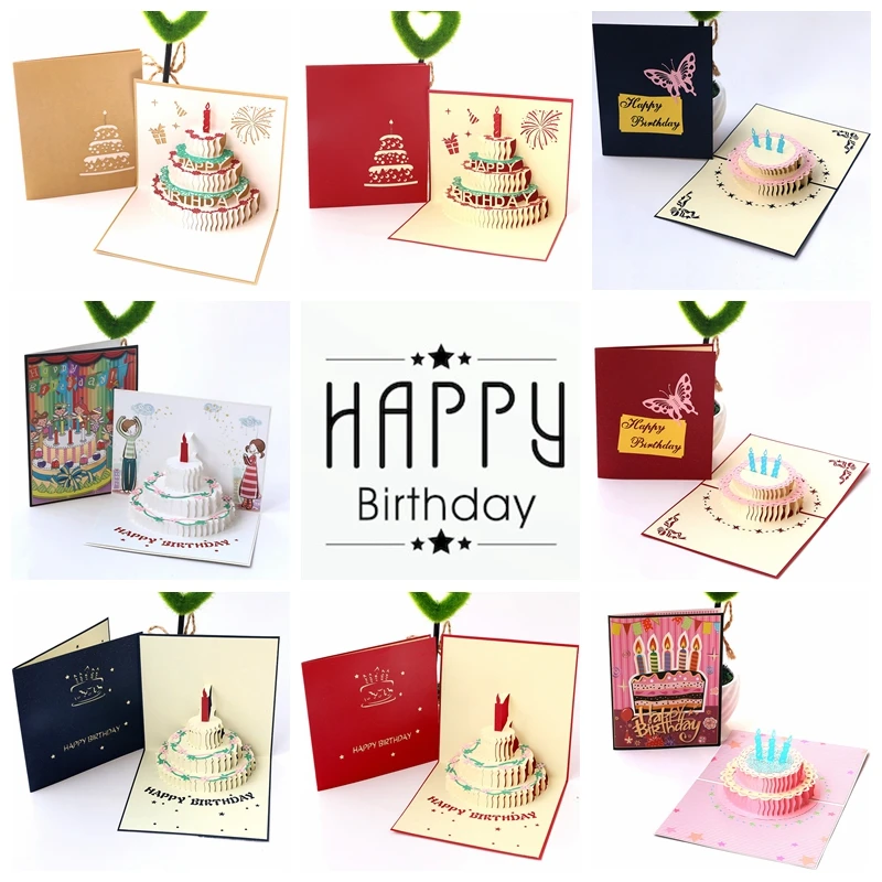 

Birthday Card Three-dimensional 3D Cake Customized Handwritten Music Creative DIY Handwritten Gift Blessing Card Thank You Card