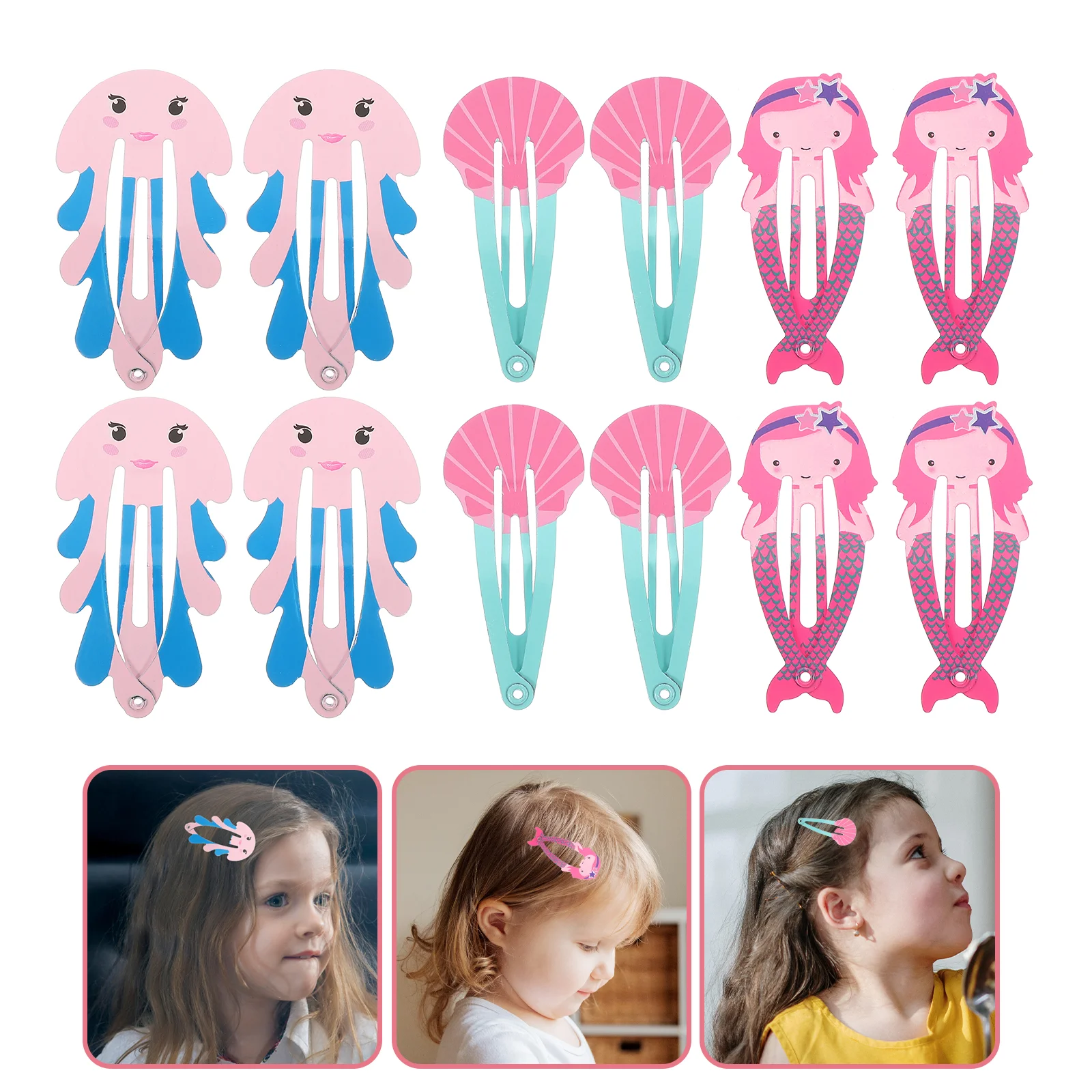 

12 Pcs Barrettes For Girls Hairpin Fruit Clips Mermaid Girl Snap Barrettes Accessories Kids Metal Women Children Miss