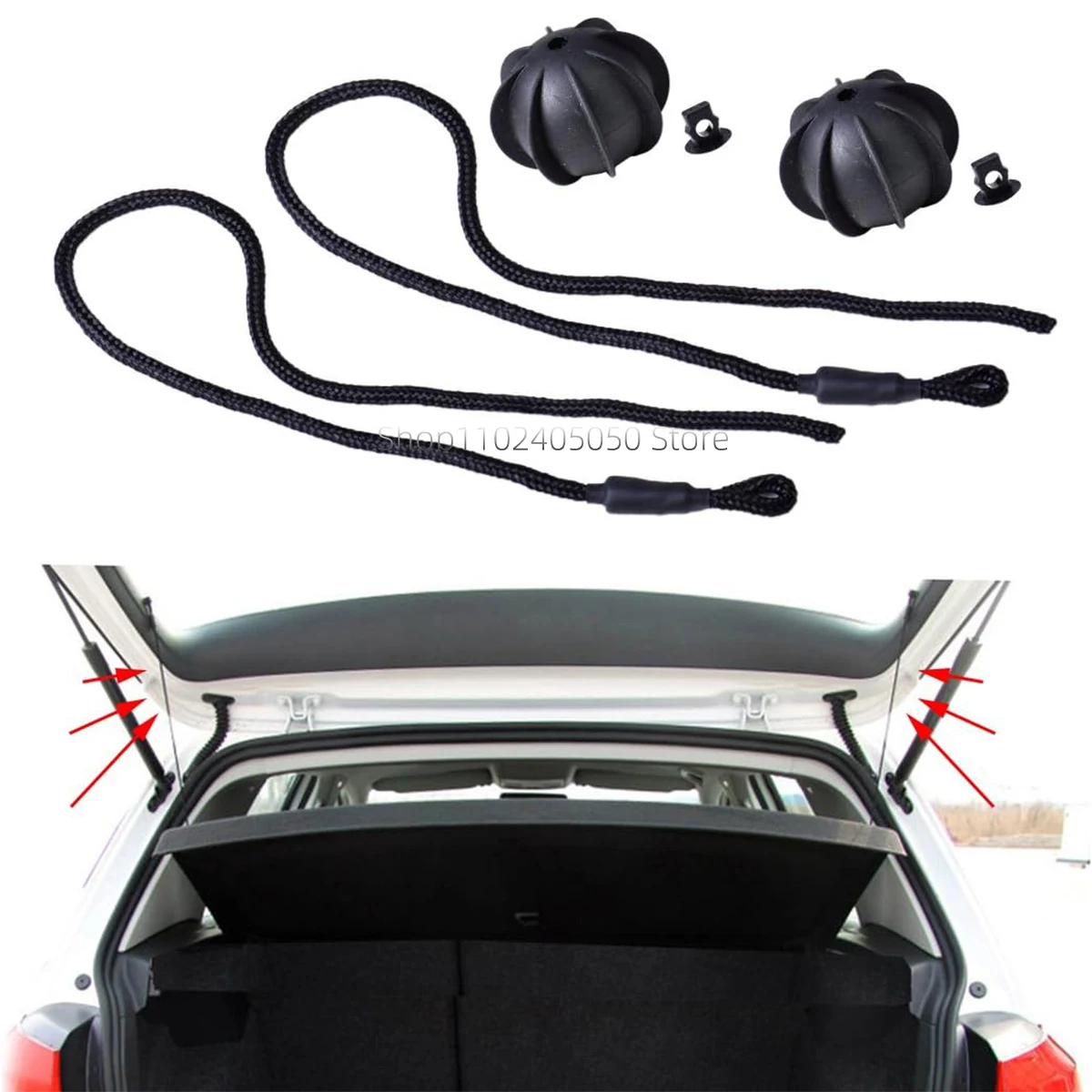 

2Pcs for VW Golf MK5 MK6 Rabbit R R32 R20 GTI Hatch Rear Parcel Shelf String Tonneau Cover Strap Cord Tailgate Trunk 1K6863447A