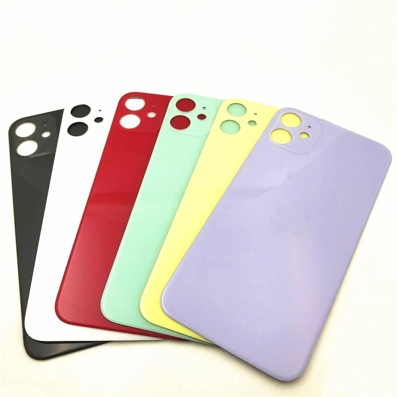 10Pcs/lot Glass Housing Cover For iPhone 11 Big Hole Back Battery Cover Rear Door Housing Case Replacement