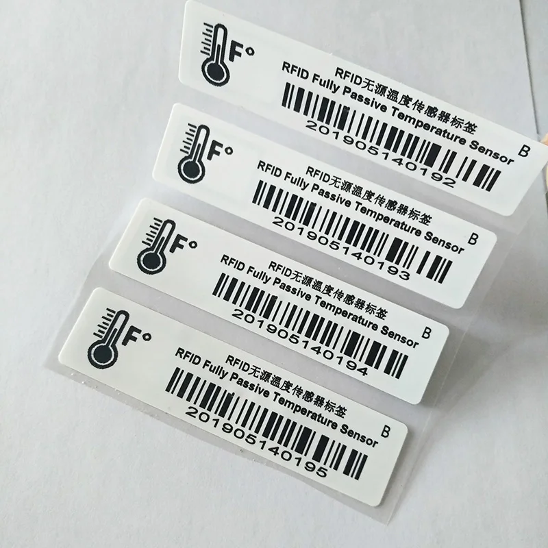 

FONKAN 860-960Mhz UHF RFID Fully Passive Temperature Sensor Sticker label Tag for cold-chain logistics 98x24mm