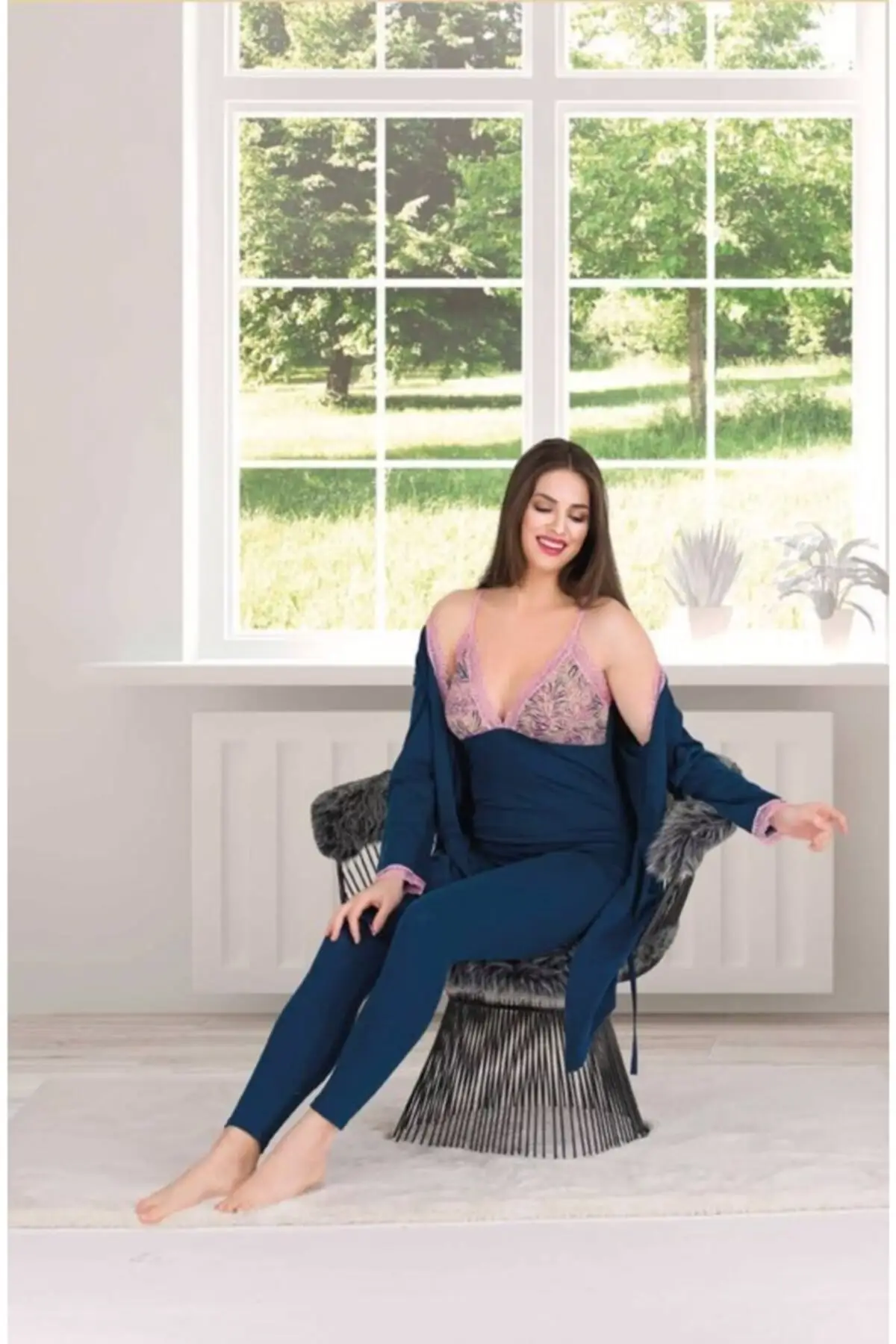 

Dressing Gown Lace Triple Fashion Robe Female Bathrobe Sexy Peignoir Kimono Bride Dressing Gown Gown Gown Gown Gown