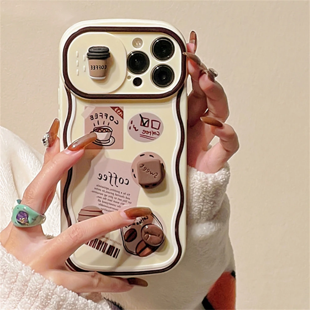 Корейский милый защитный чехол для телефона с эффектом 3D кофейного кофе iPhone 15 14 13