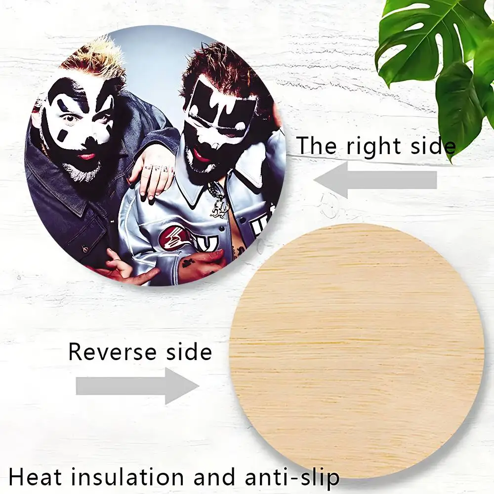 Фото Деревянные подставки под кружки Hip Hop I-Insane Clown Posse ICP, круглые, 10 см, для фанатов косплея, коллекционные, подарки для друзей №4