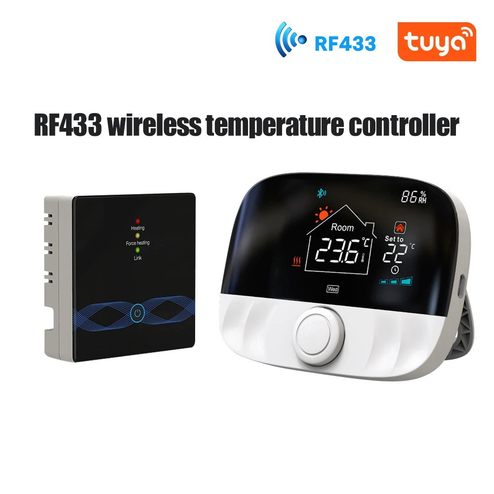 

Tuya RF4333 Wireless Thermostat Wifi Water Gas Boiler And Actuator Programmable 0.5℃ Hysteresis Temperature Controller