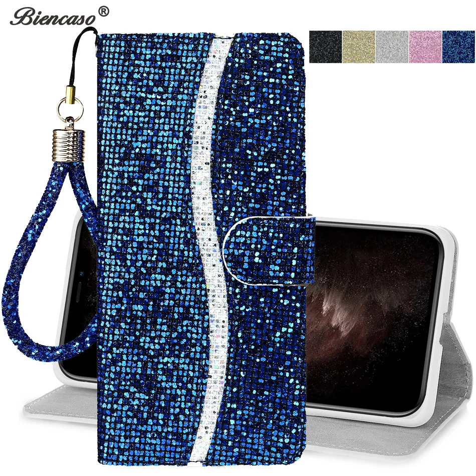 

Bling Glitter Wallet Phone Case For iPhone X Xr Xs 14 11 Pro Max 12 13 mini Leather Purse 6S 6 S 8 7 Plus SE 2020 Girls Cover