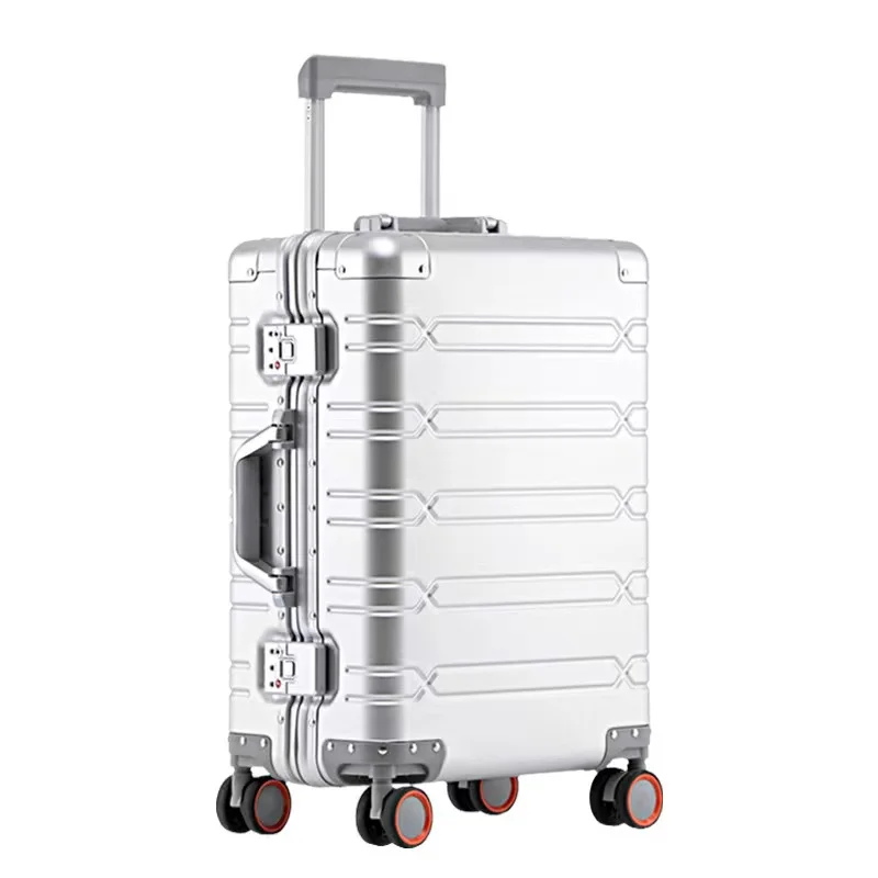 Suitcase All Aluminum Magnesium Alloy Trolley Universal Wheel Metal  Password Boarding Case Advanced Travel Case