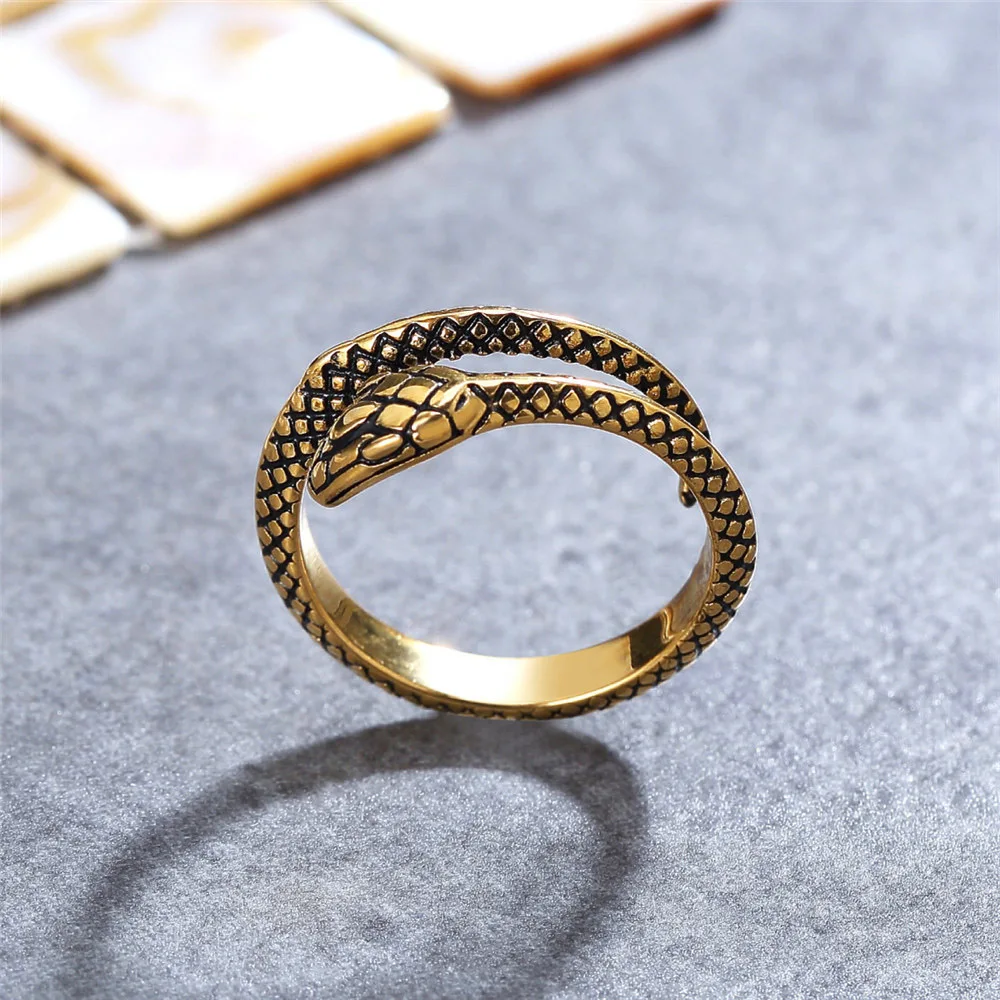 

Punk Gold/Steel Animal Snake Ring For Men Women Stainless Steel Opening Adjustable Ring Gothic Snake Ring Men Jewelry Wholesale